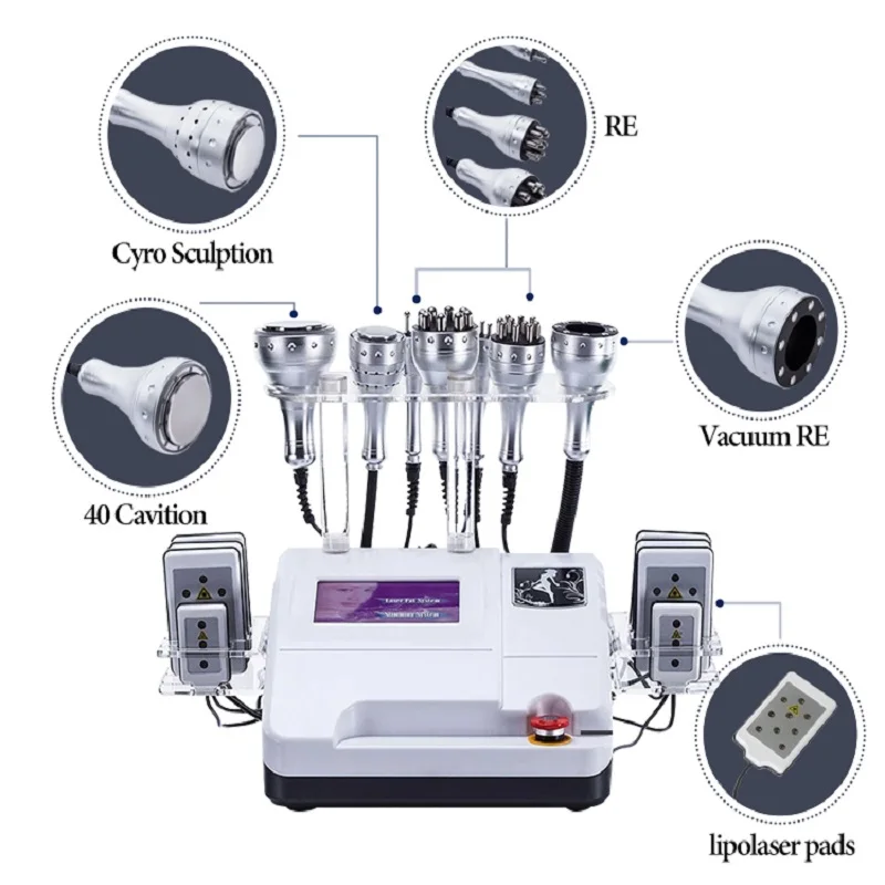 

Cavitation Slimming Machine 8 in 1 Ultrasonic Vacuum Body Slimming Lipolaser Fat Reduce Body Sculpting Weight Loss Beauty Device