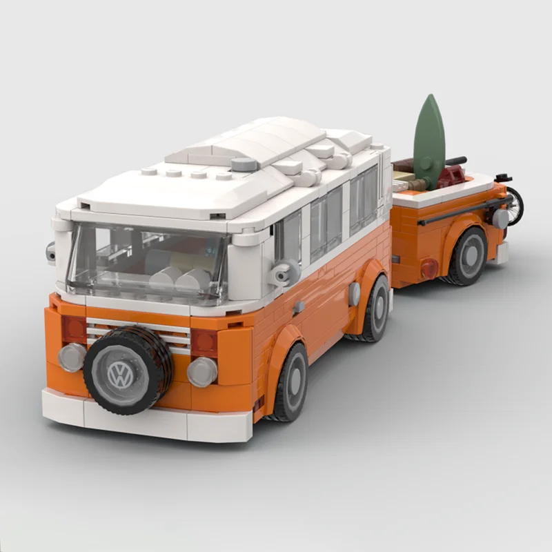 572 Uds. MOC Volkswagen Camper Van remolque ciudad modelo Juguetes de bloques de construcción construcción regalos de navidad Idea creativa ladrillo niños