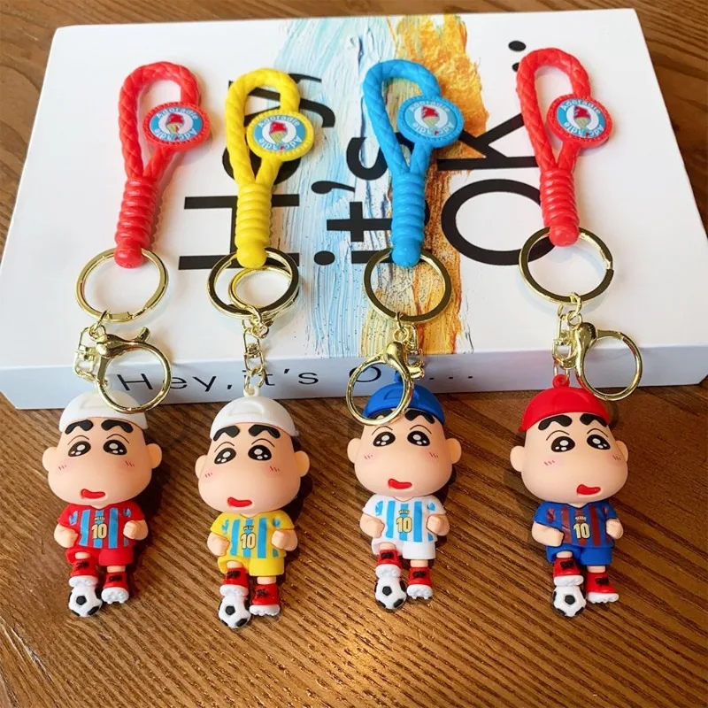 High-looking Crayon Shin-chan Creative Cartoon Design Football Player Keychain Exquisite Fashion Backpack Accessories Decoration view 4