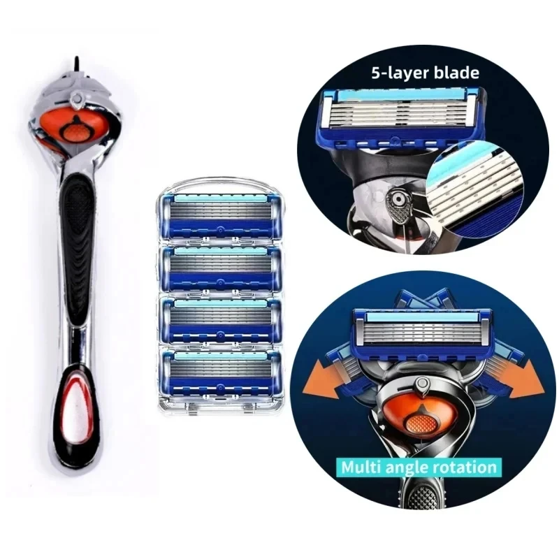 Shaver High Quality 5-ply Razor Manual Shaving Blades Men Face Shaving Razor Replacement Cutter Heads & Razor Holders Sets