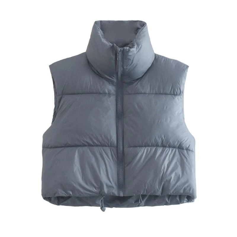 39BC Women's Stand Collar Crop Puffer Vest Lightweight Sleeveless Winter Warm Vest