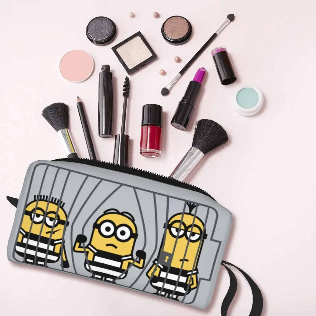 Custom Minion Cartoon Battery Toiletry Bag for Women Makeup Cosmetic Organizer Lady Beauty Storage Dopp Kit Case