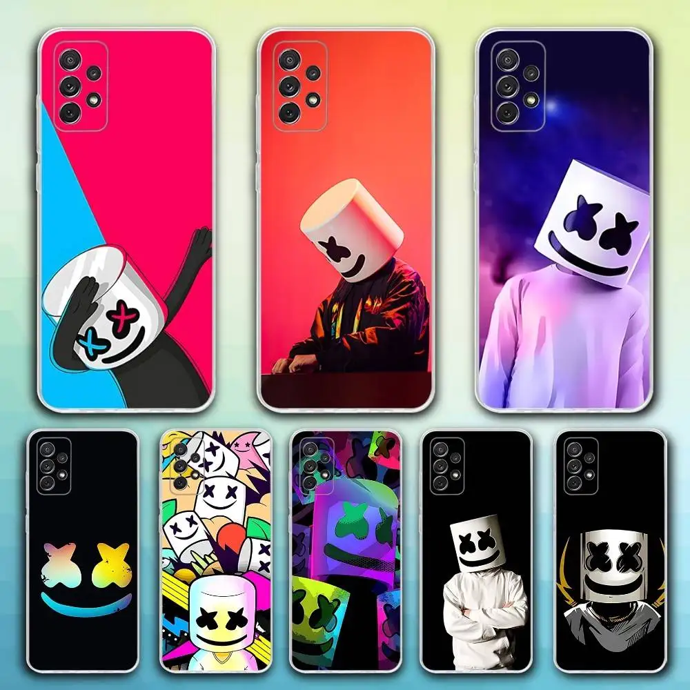 

Music M-MarshmelloS Phone Case For Samsung S30,23,21,22,20, FE lite,S10,9,8,7 PIus Note20ultra Soft Transparent