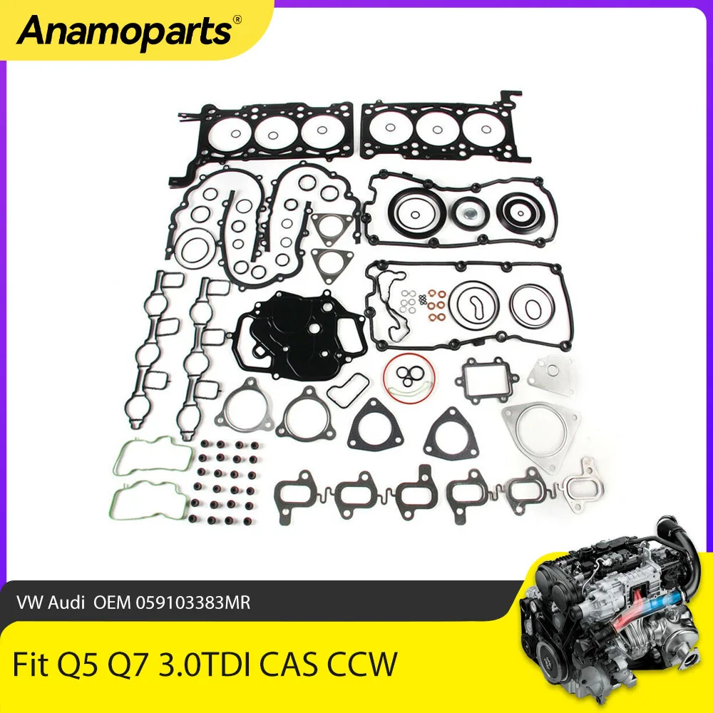 Kompletny zestaw uszczelek silnika do VW Touareg Audi A4 A5 A6 Q5 Q7 2.7 3.0L V6 TDI Diesel BSG BNG CAS CAM CCW CCL CDY CGK