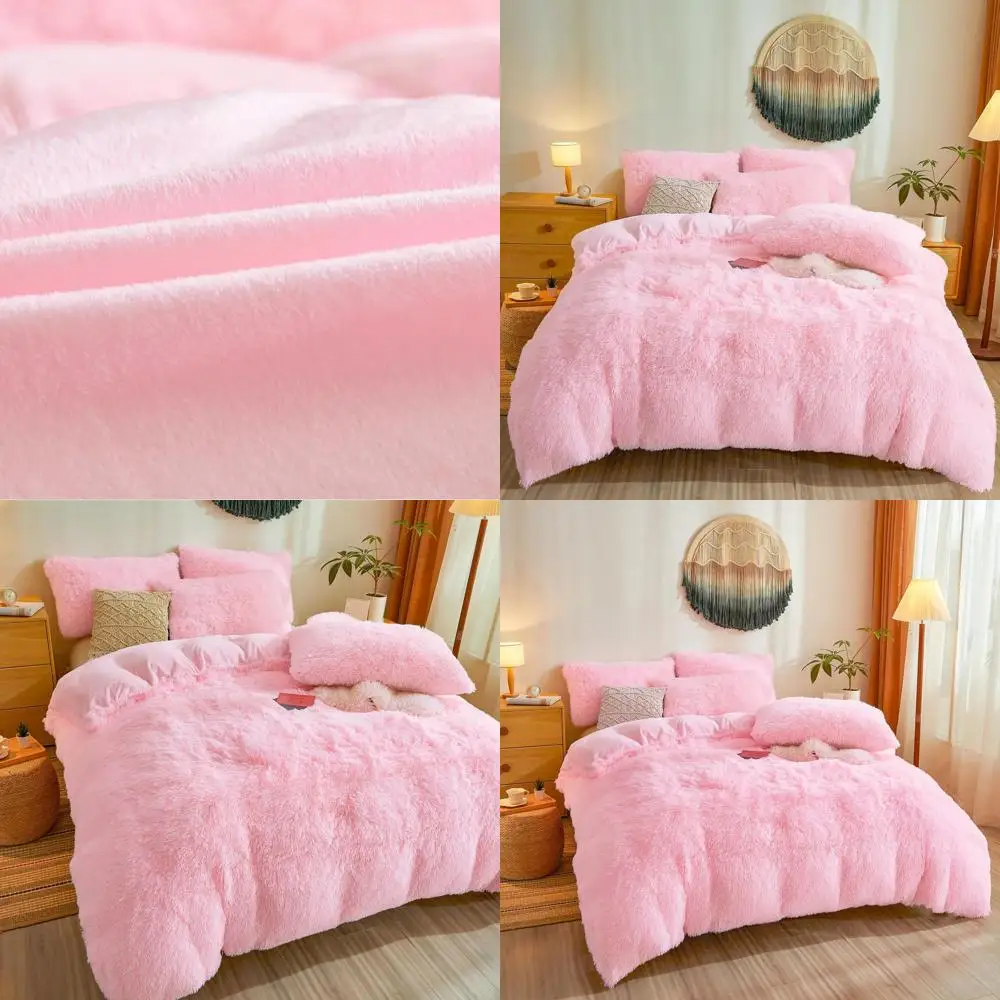 

Plush Pink King Size Comforter Set - 3-Piece Furry Bedding (1 Duvet Cover + 2 Shams)