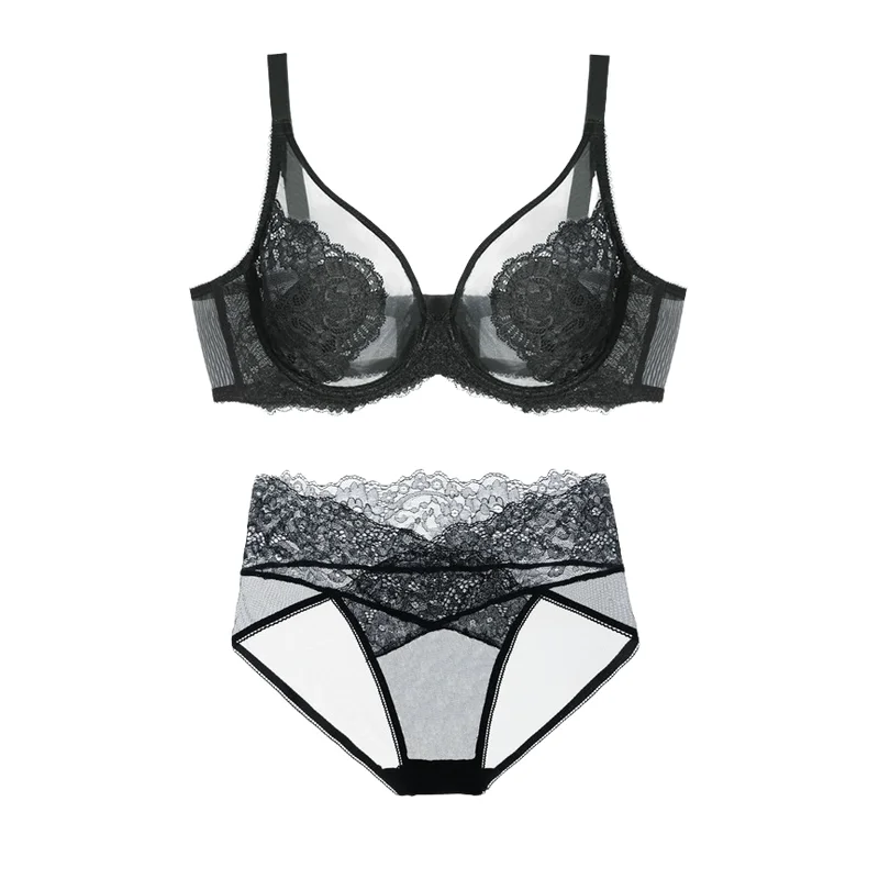 Conjunto de ropa interior con sujetador de talla grande para mujer, conjunto de ropa interior con estilo, pequeño pecho, antiflacidez, diseño fino, cómodo y suave, novedad de 2025