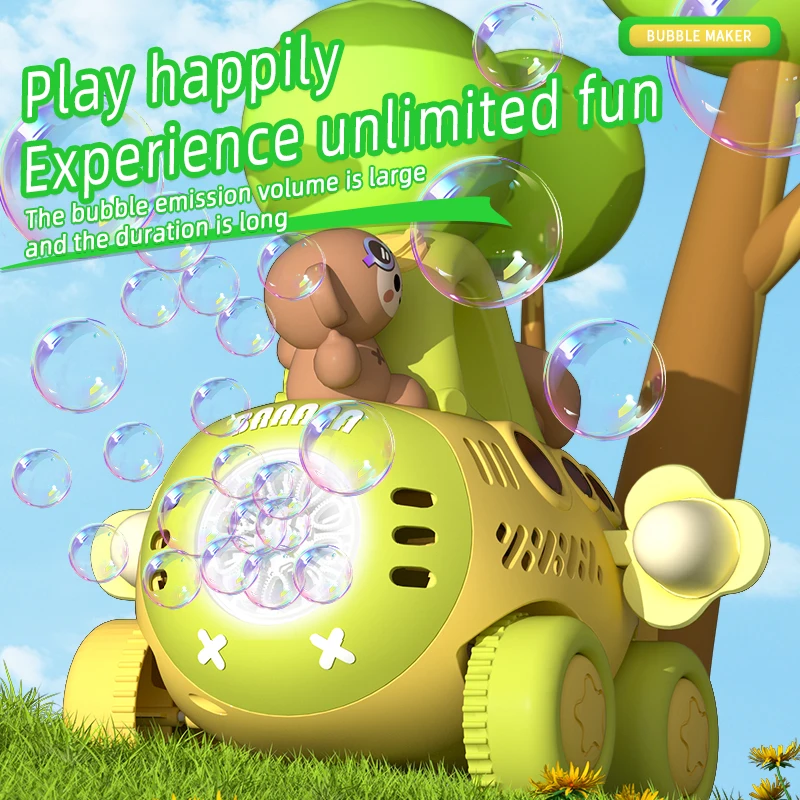 Bubble Car Toys Automatic Outdoor Pomperos Bubbles Soap Blower Machine Light 2-In-1 Electric Bubble Cart for Kids Birthday Gift