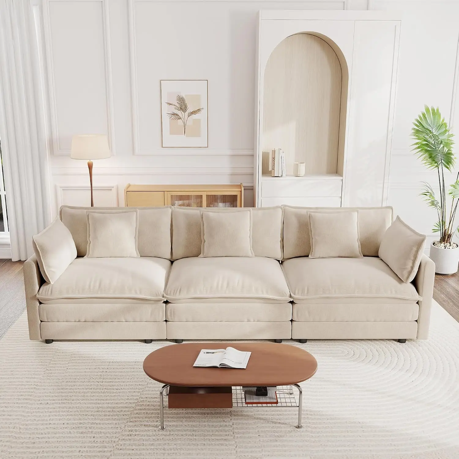 Chenille Two-Seater Sofa with 1 Footrest, 2 Seater L-Shaped Sectional with Ottoman, sectional couches for Living Room, Custom