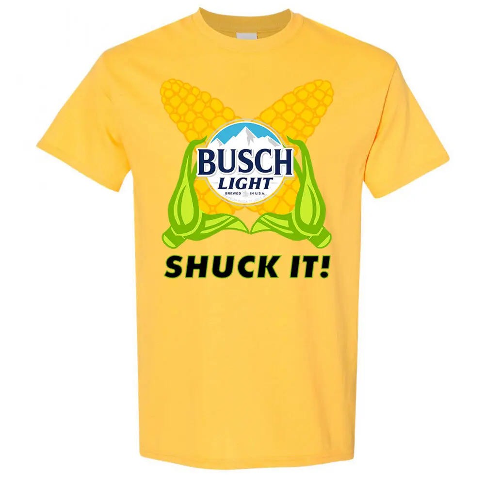 Busch Light Shuck It! Corn Yellow T-Shirt YellowAnime Pattern Men and women High quality cotton Short Sleeves