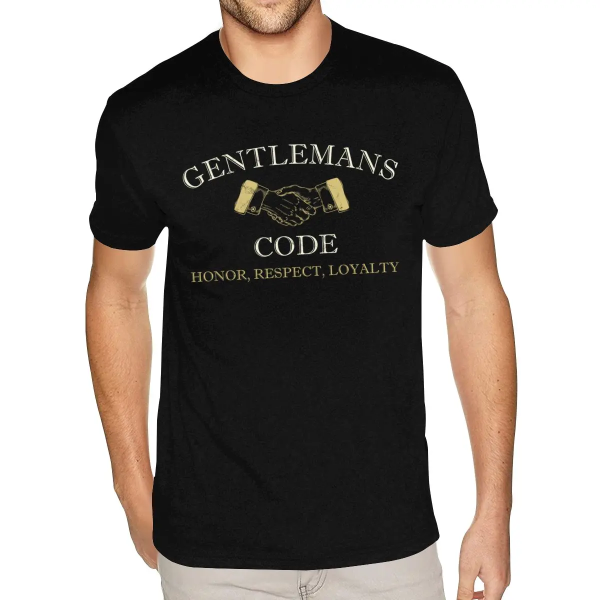 

Крутые винтажные мужские футболки Gentlemans Code Honor в стиле ретро, золотые мужские футболки 3XL с короткими рукавами из чистого хлопка, черные футболки с круглым вырезом