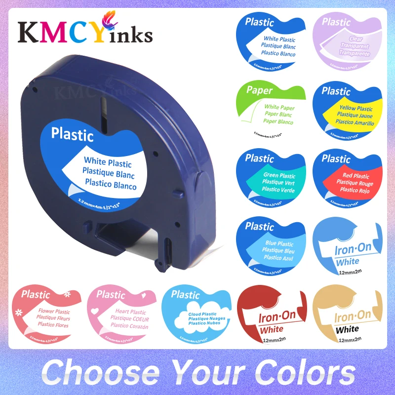 KMCYinks 91200 91201 Compatible for DYMO LetraTag Tape 12267 Plastic Label Maker 91203 91204 16951 Fabric Tape 18771 18773 18777