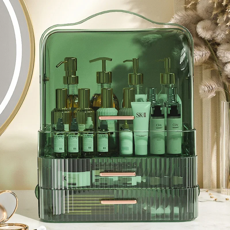 Cosmetic Storage Box Waterproof Transparent Large Capacity Dustproof Bathroom Desktop Beauty Makeup Skin Care Drawer