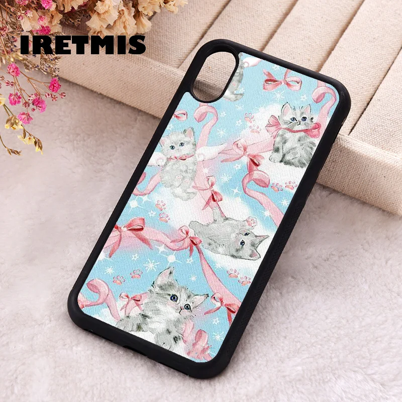 Iretmis Phone Cover Case for iPhone 6 6S 7 8 PLUS X XS XR 11 12 13 MINI 14 15 PRO MAX Rubber Kitten Around