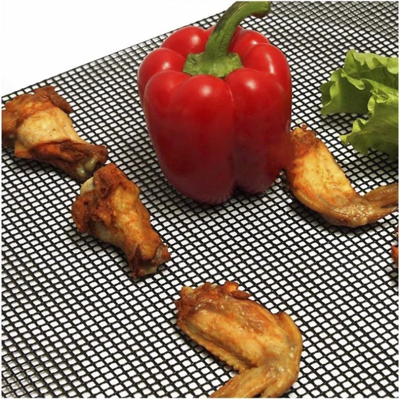 JJYY outdoor bbq grilling net grilling grid mat Teflon non-stick high temperature resistant grilling grid mat barbecue mat