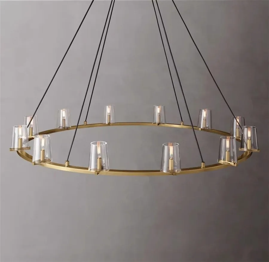 Modern Brass Chandelier Led Ceiling Light with Glass Lampshade Living Room Nordic Bedroom Kitchen Dining Room Light Fixture