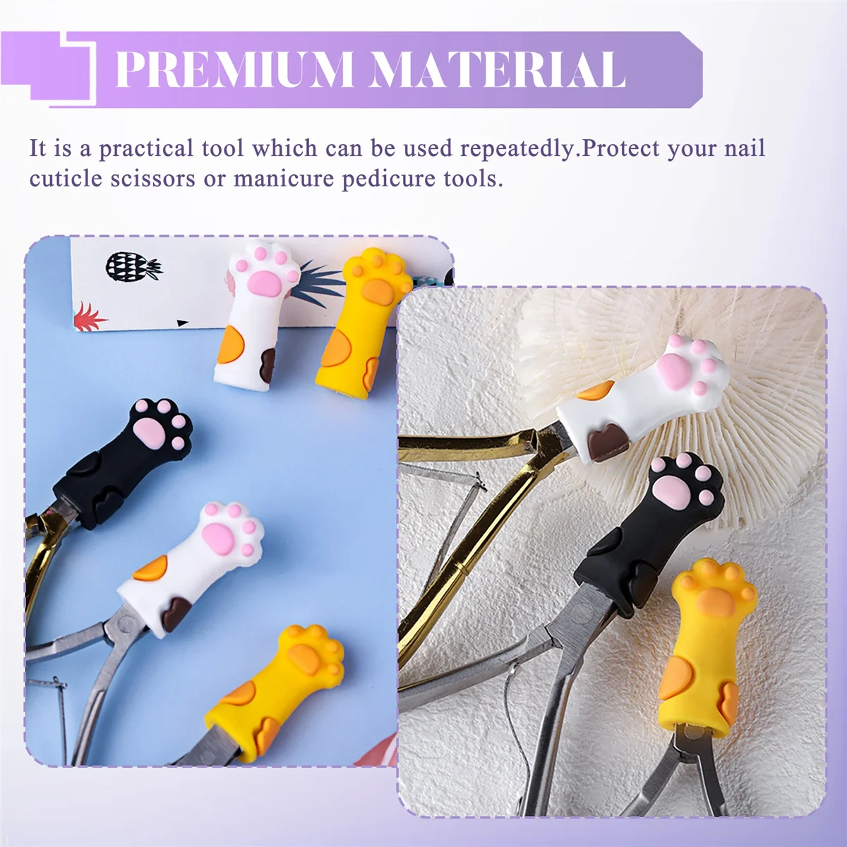 

AAAL 3Pcs Cute Nipper Cover Protective Sleeve for Nail Cuticle Scissors Cover Manicure Pedicure Tools Tweezers Cap
