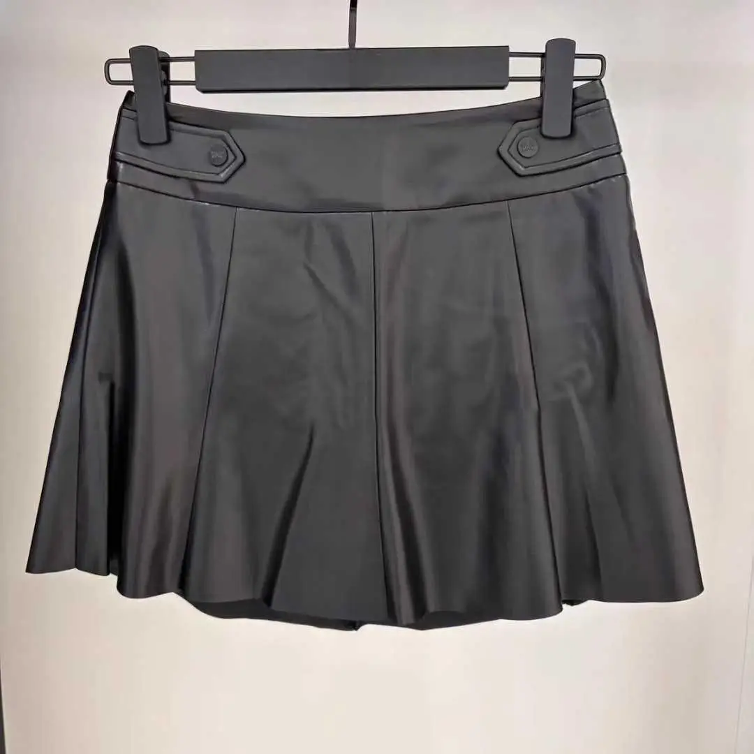 Clearance Sale-Women Golf Bottoms Faux Leather Half Mini Skirt Anti‑Chafing Design Versatile Casual Ladies Sports Golf Skirt