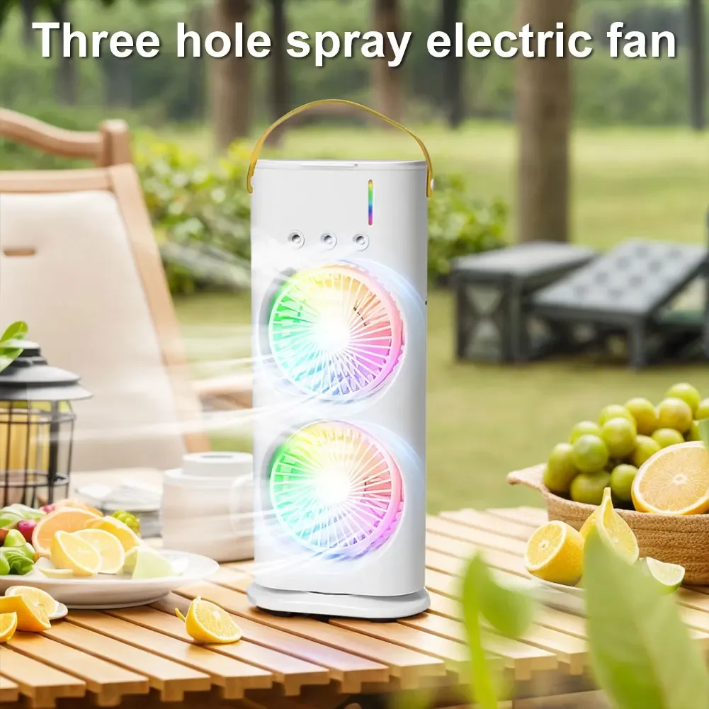 

Evaporative Air Cooler 3 Speeds Desk Fan LED Night Lights Small Cooling Fan for Room Bedroom Office Desk
