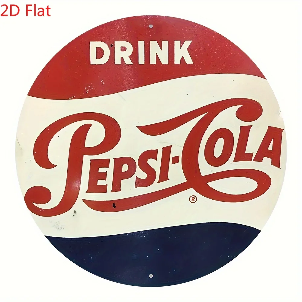 Letrero decorativo de hierro redondo Vintage Pepsi, impresión UV de alta definición, obra de arte para colgar en la pared, recuerdo de Soda Vintage coleccionable