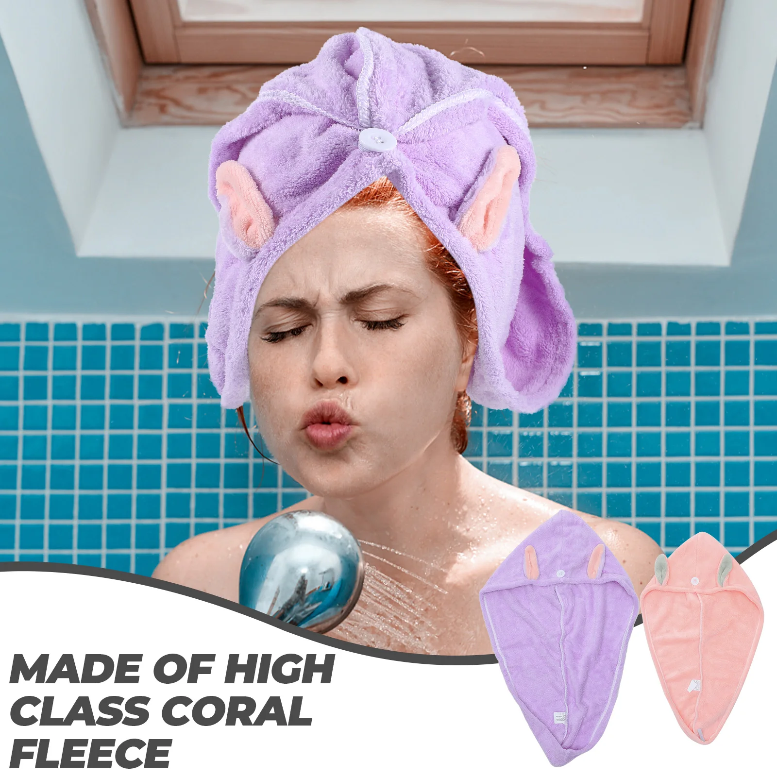 

2 Pcs Dry Hair Towel Turban Kids Wrap Quick Rapid Drying for Curly Towels Coral Fleece Miss