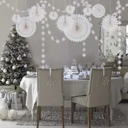 12Pcs Christmas Snowflake Hanging Paper Fan Flower Snowflakes Banner Winter Wonderland Birthday Party Backdrop Home Decorations