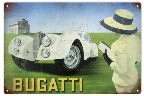 Bugatti  Nostalgic Old Hot Rod Sign