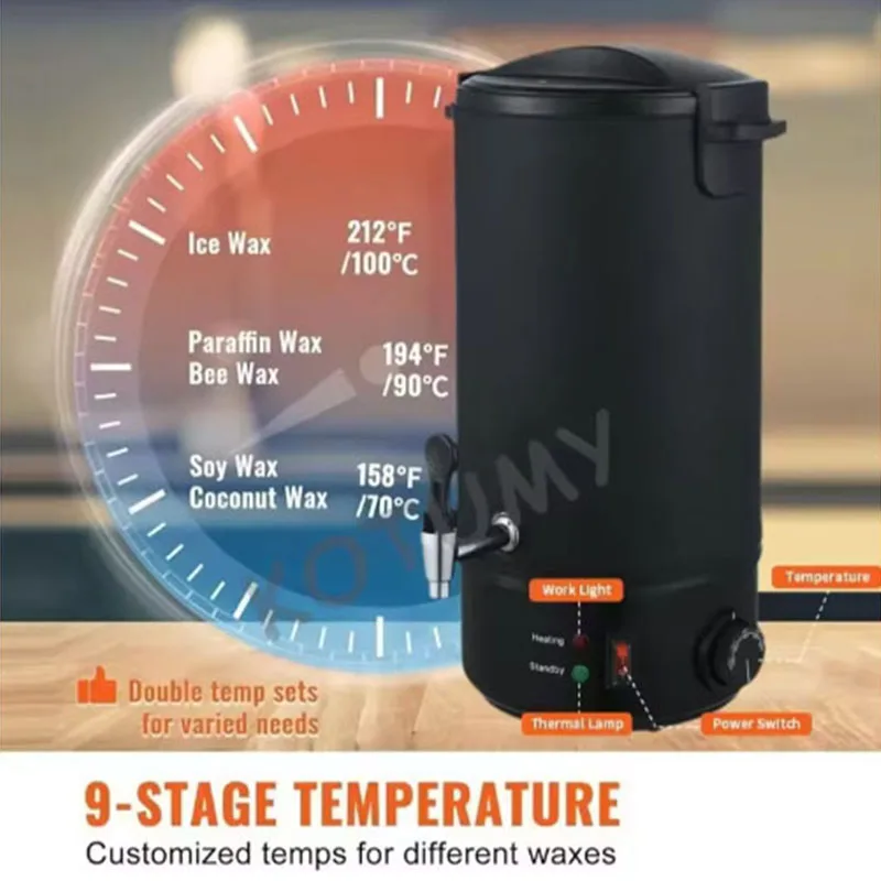 10/8/6L الفولاذ المقاوم للصدأ الشمع Melter وعاء صهر الشمع الكهربائي شمعة صنع درجة حرارة 9 مراحل