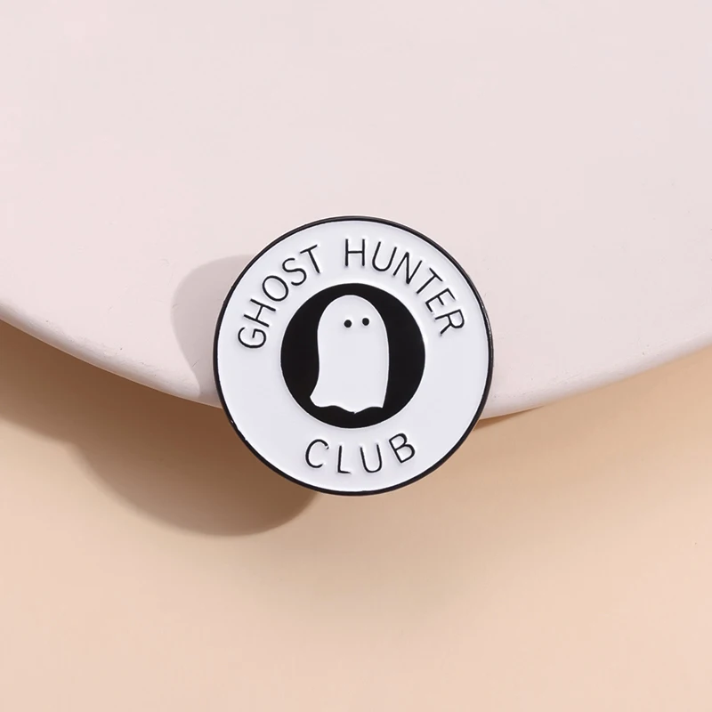 Ghost Hunter Club Spooky Enamel Pin Custom Cute Ghost Brooch Badge  Halloween Jewelry Gift Wholesale For Kids Friend