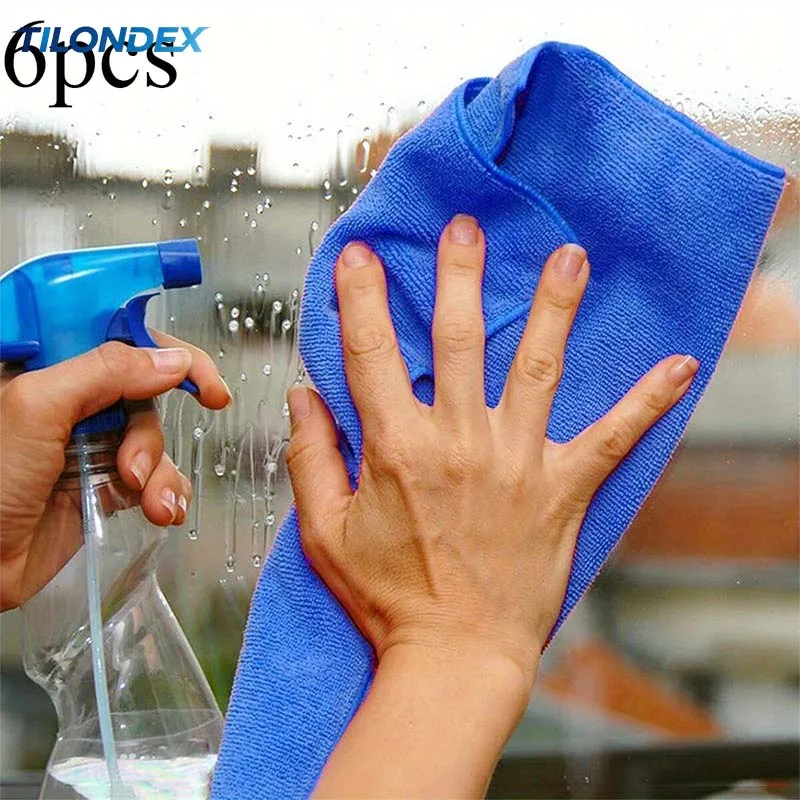 TILONDEX 6pcs Microfiber Car Cleaning Towels for Automobile And Motorcycle Washing, Glass Household Cleaning Small Towels