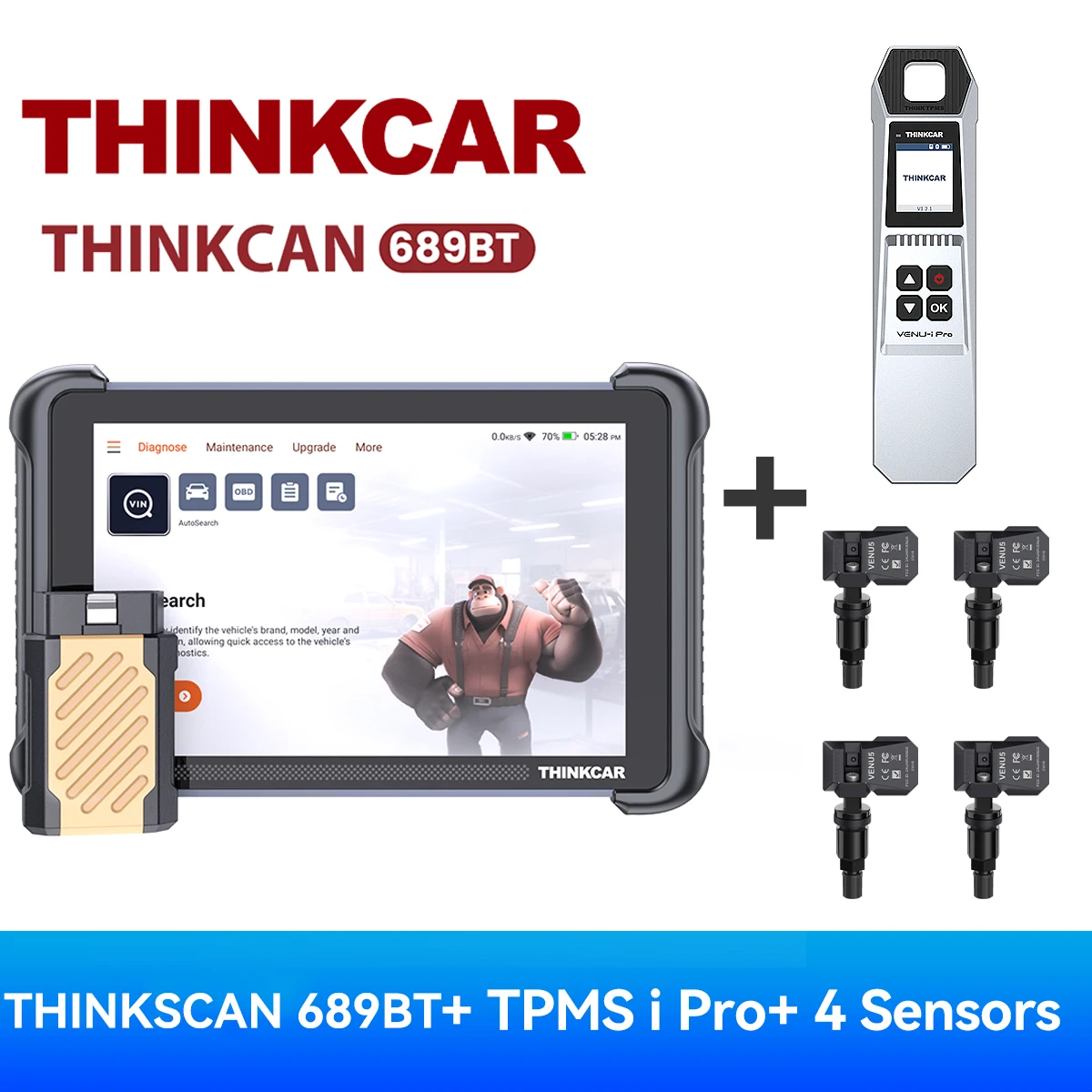 Globale versie THINKCAR THINKSCAN 689BT OBD2 Diagnosetool DOIP CANFD Bidirectionele ECU-codering 35 Resets Levenslange gratis update