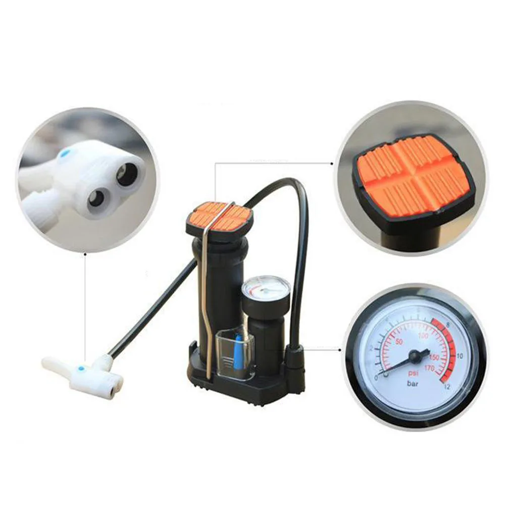 

1Pcs Foot Pump Portable High Pressure Mini Bike Tire Basketball Inflator Pump Multi Function Gas Gauge Pedal Design