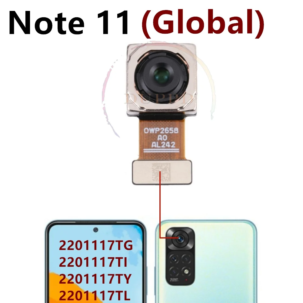 For Xiaomi Redmi Note 11 4G 11SE Rear Back Facing Camera Ultrawide+Depth+Macro Front Selfie Samll Camera Flex Cable Part