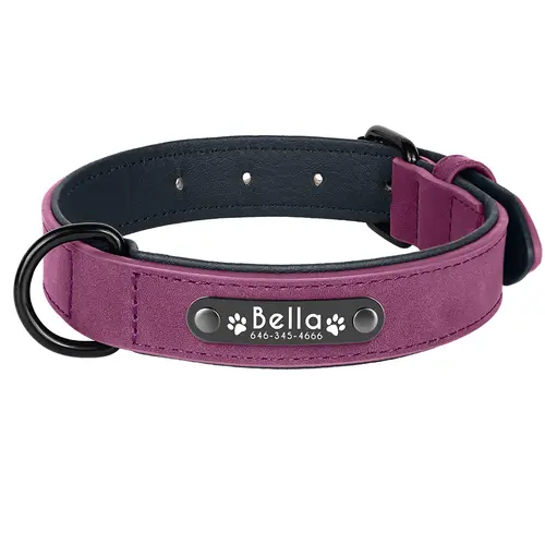 Dog Collars Personalized Custom Leather Dog Collar Name ID Tags For Small Medium Large Dogs Pitbull Bulldog Beagle Correa Perro - Image 10