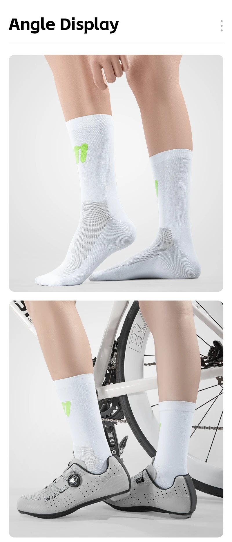 WEST BIKING Fahrradsocken Atmungsaktiv Hochelastisch Leuchtend Nacht-Fahrradsocken für Männer Frauen Outdoor-Sport-Fußbekleidung 1/2/3 Paar – Detail 12