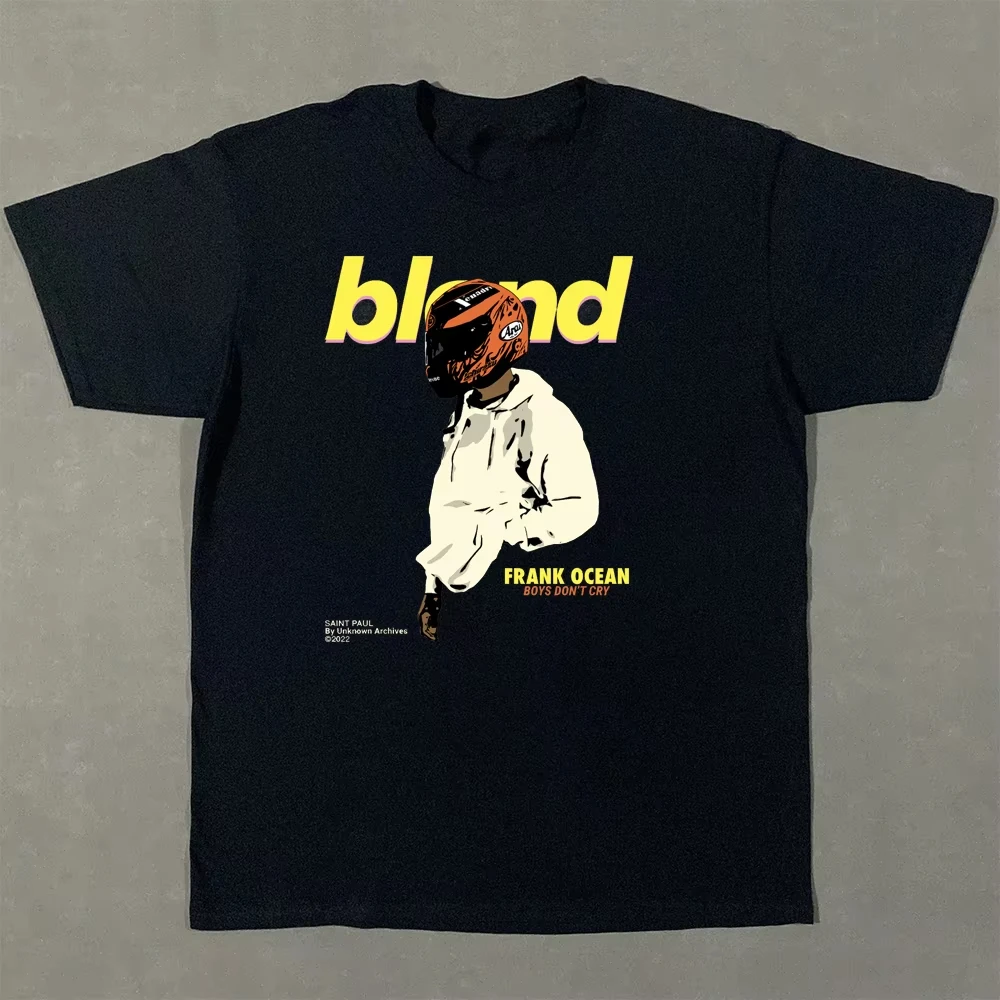 Frank Ocean Blond Helmet Graphic T Shirt Cotton Short Sleeve Oversized Unisex Vintage R&B Music Album Fan Streetwear Casual Tops