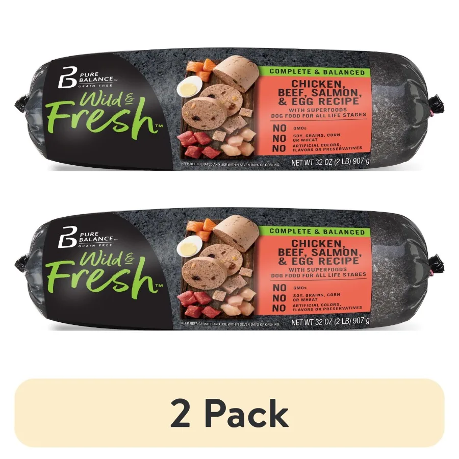 Paquete de 2 Alimentos para Perros Wild and Fresh, Receta de Pollo, Carne de Res, Salmón y Huevo con Superalimentos, 2 lb