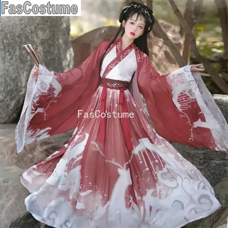 

Original Hanfu 3Pcs Ancient Chinese Costume Women Clothes Traditional Hanfu Dance Costumes Folk Fairy Dress For Graduation