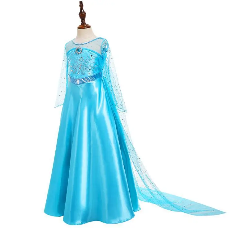 Kids Girls Cosplay Frozen Elsa Princess Costume Dress Chidren Carnival Snow Queen Disguise Birthday Party Mesh Dresses Robe Ball