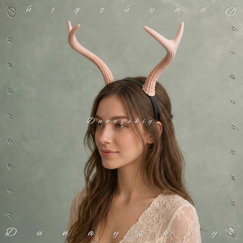

Pink Furry 3D Polylactic Acid Headwear Anime Game BG3 Cosplay Two Tined Antlers Props Accessories Headband Halloween Furrsuit