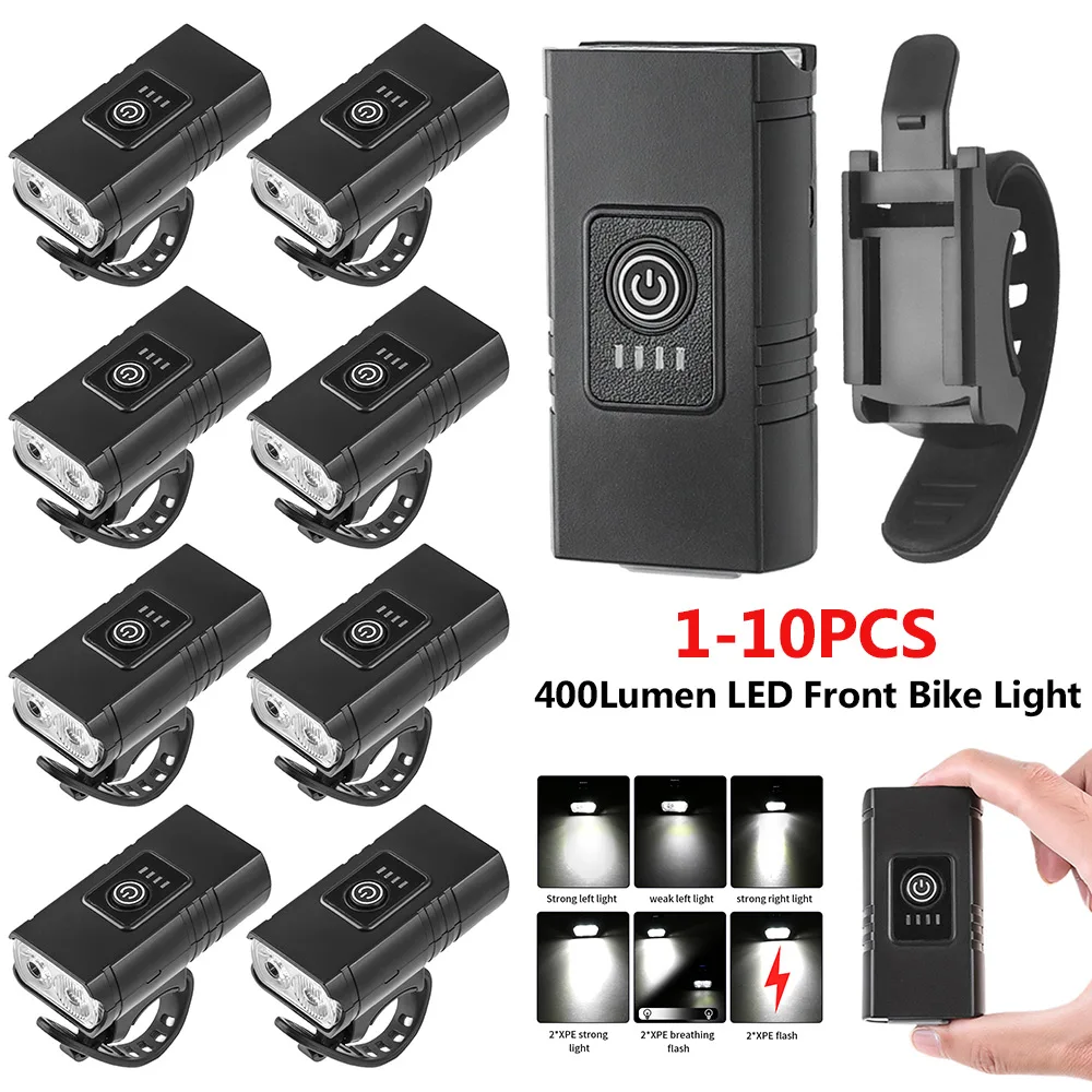 

400Lumen LED Front Bike Light USB Rechargeable Bicycle Light Waterproof Bike Headlight Bike Lights for Night Riding Accessories