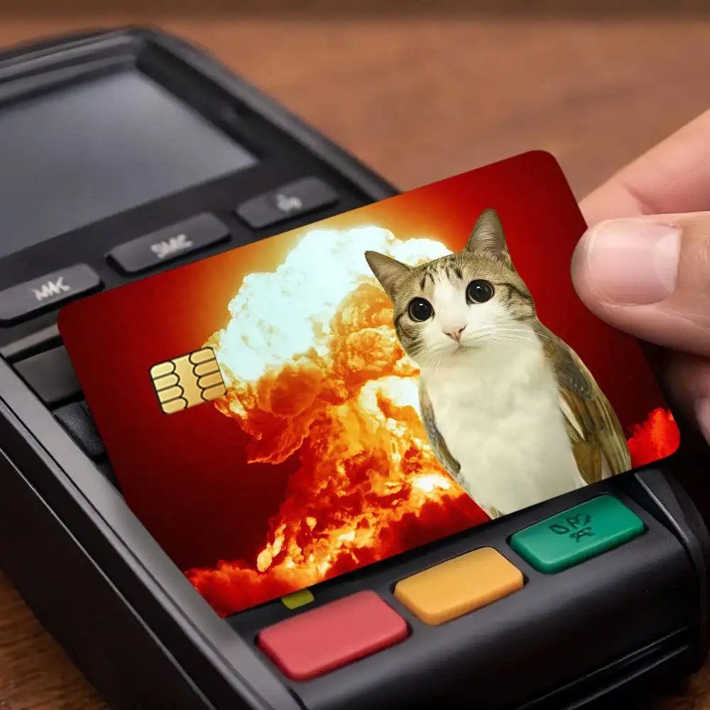 Funny print Meowl Cat Credit Card Public Transportation Cards Protective Sticker Waterproof Card Face Decoration 4PCS