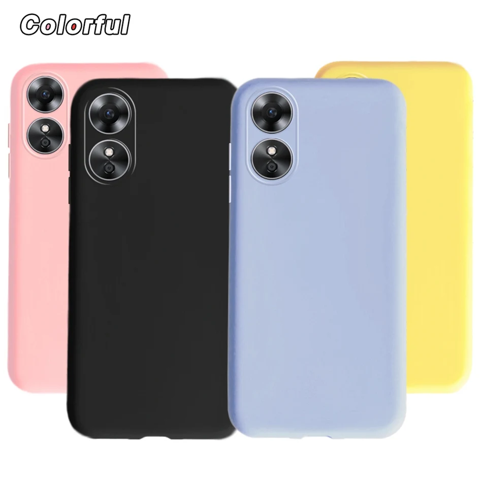 For OPPO A17 4G CPH2477 Case Lovely Candy Color Silicone Soft Phone Cases For OPPO A17K CPH2471 OPPOA17 A 17 K Back Cover Bumper