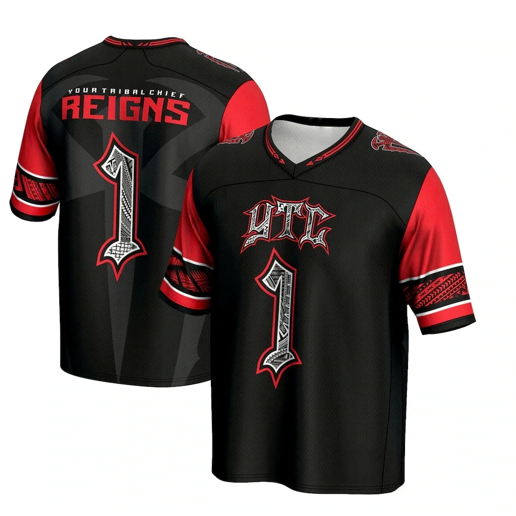 2026 Roman Reigns Football 3D-Druck Trikot Herren Sommer Atmungsaktives Schnelltrocknendes Kurzarm-T-Shirt Familien-Partnerlook – Detail 4