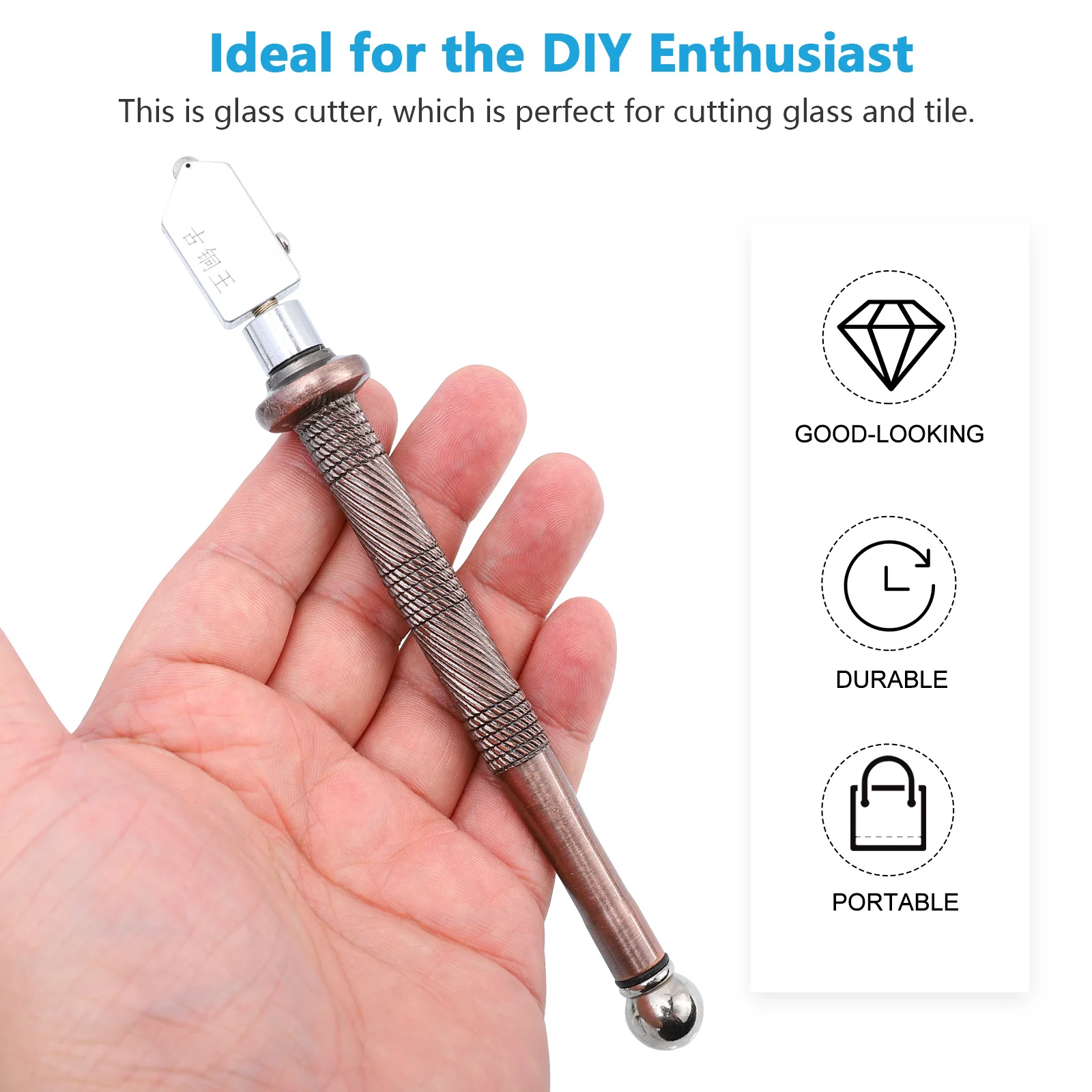 قاطع زجاجي بمقبض مريح غير قابل للانزلاق مناسب لقطع الزجاج والبلاط أداة قطع البلاط سهلة الاستخدام #3
