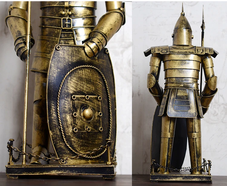 40CM LARGE -Christmas GIFT TOP COOL fashion office home shop bar decorative art Retro Iron Roman armor Warrior art statue-JS575