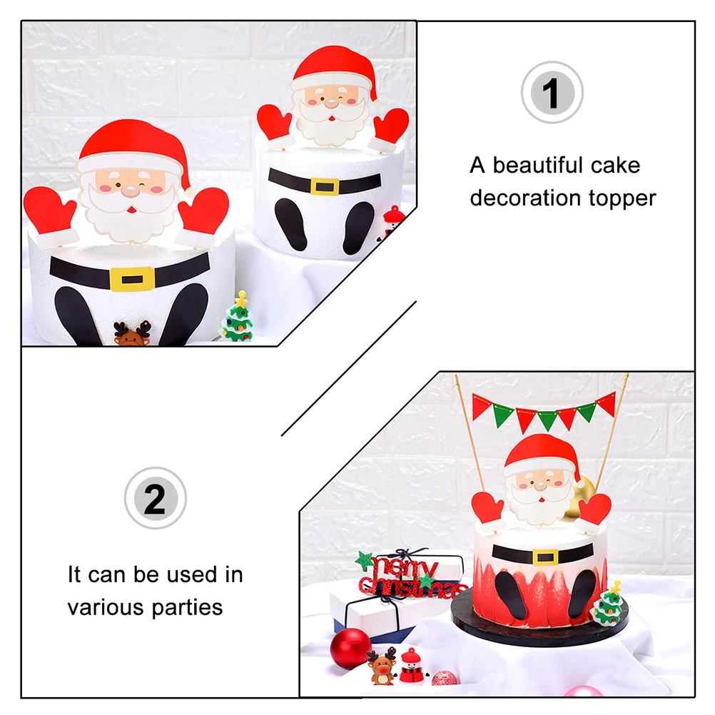 

6 set Christmas Cake Decorations 6 Sets Santa Clause Toppers Paper Picks Cupcake Cake Party Supplies Muffin Decorations