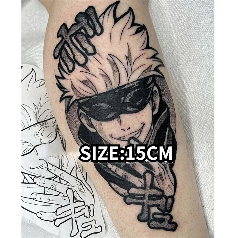 

Anime Jujutsu Kaisen Temporary Tattoo Sticker Gojo Satoru Black Cool Waterproof Fake Tattoo Cartoon Body Art