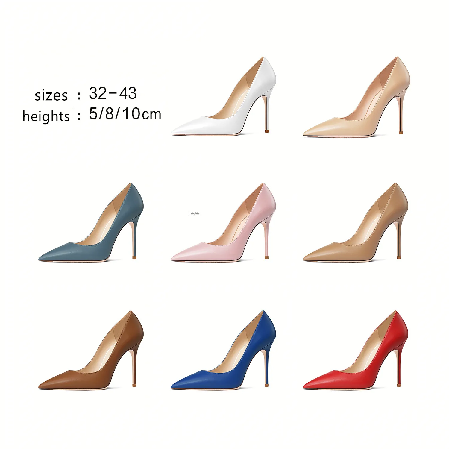 

Women Spring Summer Shoes Matte Finish Genuine Leather High Heel Pumps Plus Size41-43 Classic Elegant Stilettos Autumn Sexy Shoe