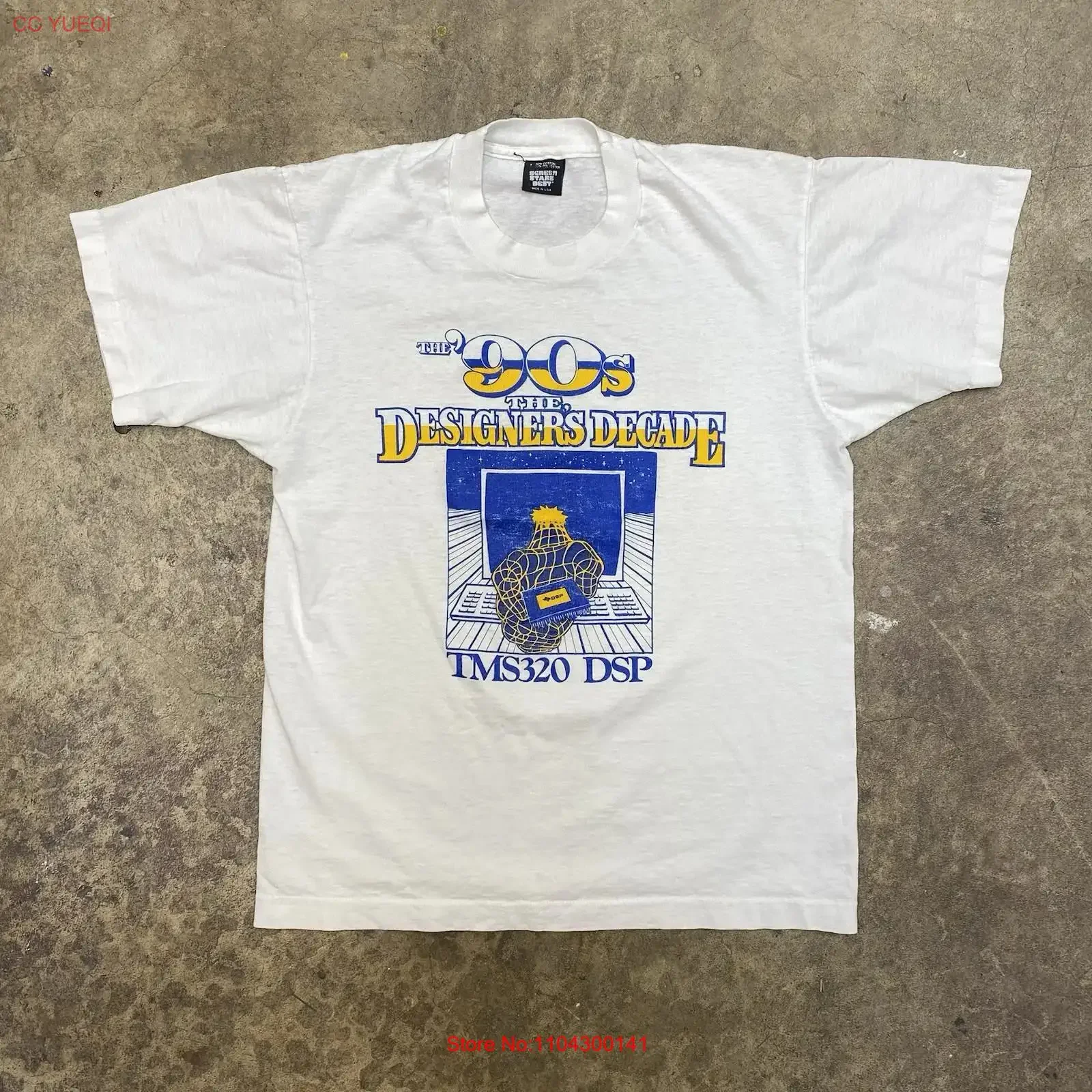 Vintage Texas Instruments Computer Chip T Shirt Large 90s TMS320 DSP Calculator vintage Washed graphic Slightly