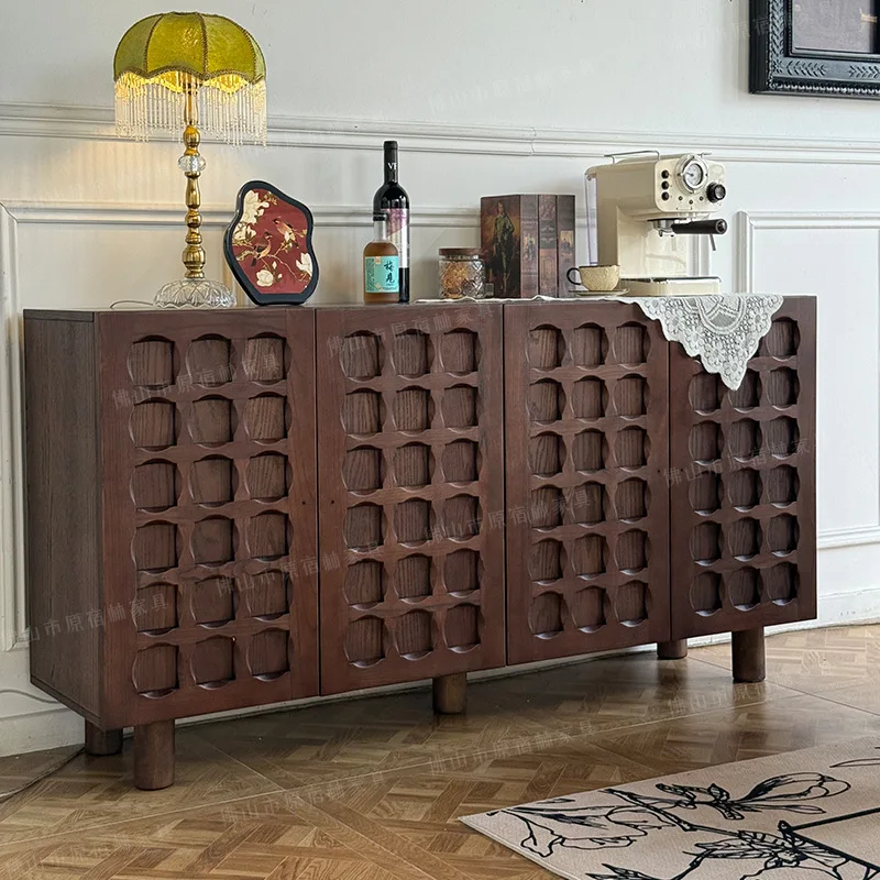 

DSA home living room side cabinet antique solid wood dining side locker living room entrance cabinet